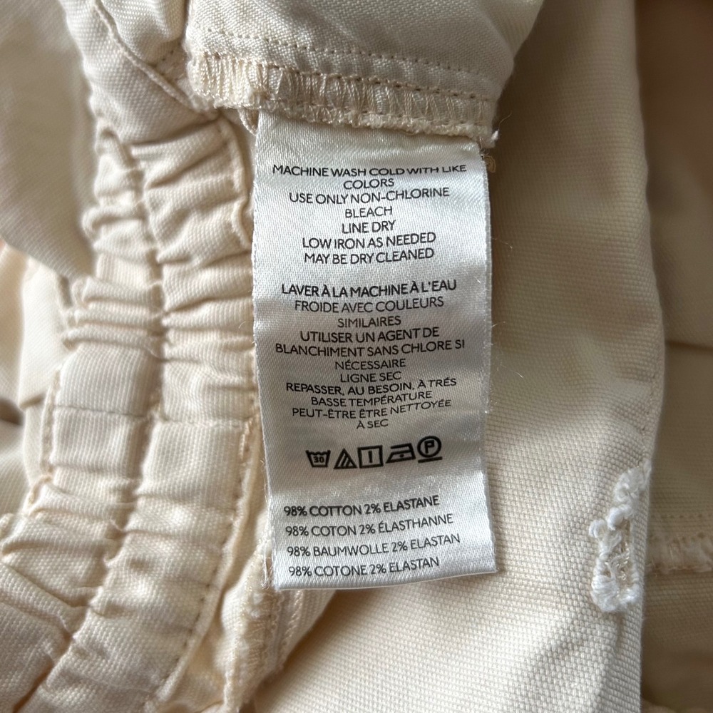 Anthropologie Pilcro Izzie Relaxed Pull-On Cotton Barrel Pants Neutral Cream L - Picture 8 of 9